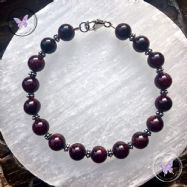 Garnet Bracelet With Silver Beads
